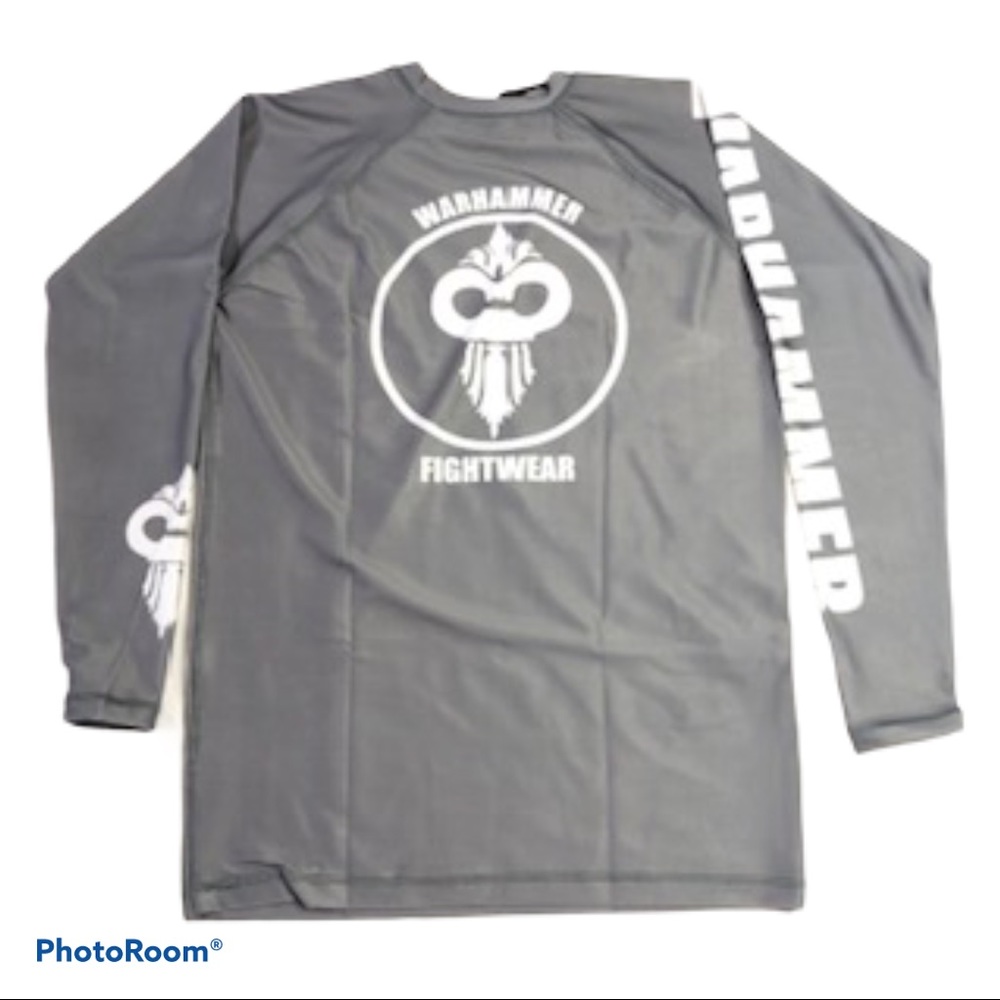 Warhammer men’s gray sheen long sleeve rash guard